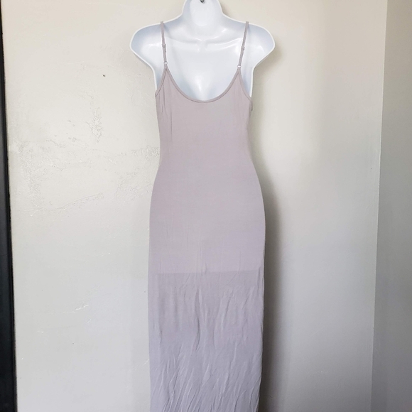 Purple Grey Maxi Dress Spaghetti Strap Small Soft Stretchy Basic Layering Long - Picture 5 of 8